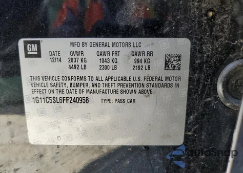 2015 Chevrolet Malibu 1Lt из США, поврежденный, VIN 1G11C5SL6FF240958